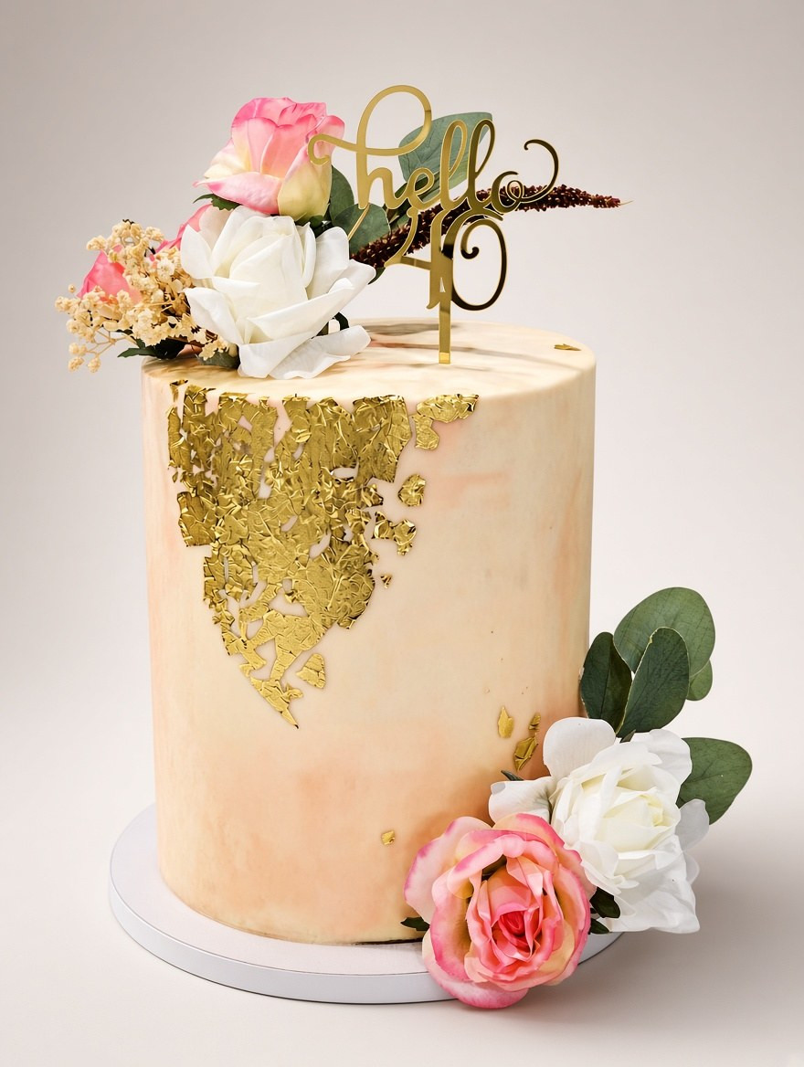 A soft and elegant floral design created for a memorable 40th birthday cake Brossard