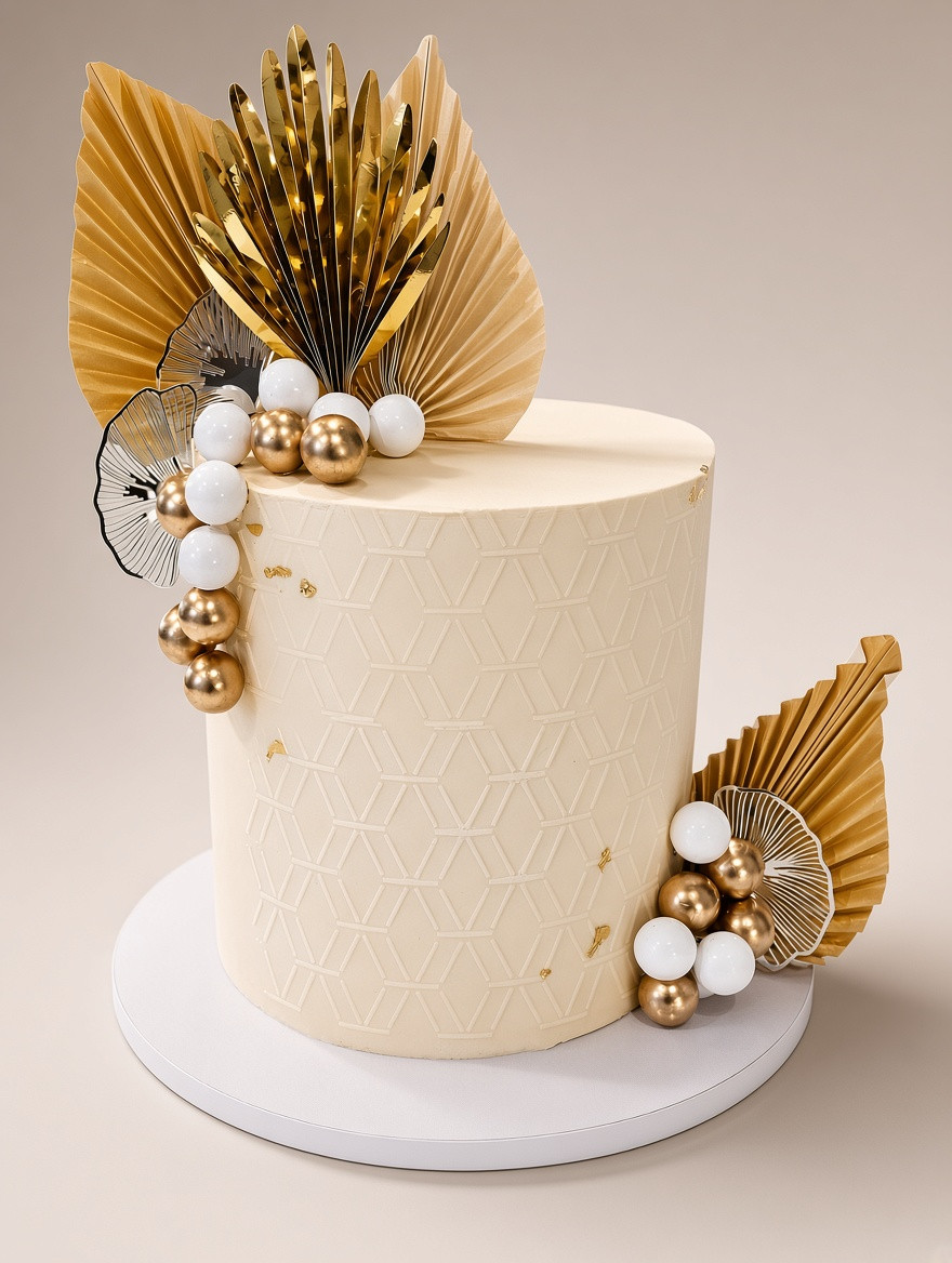 Elegant gold Art Deco celebration cake by Cake Theory in Brossard, Quebec