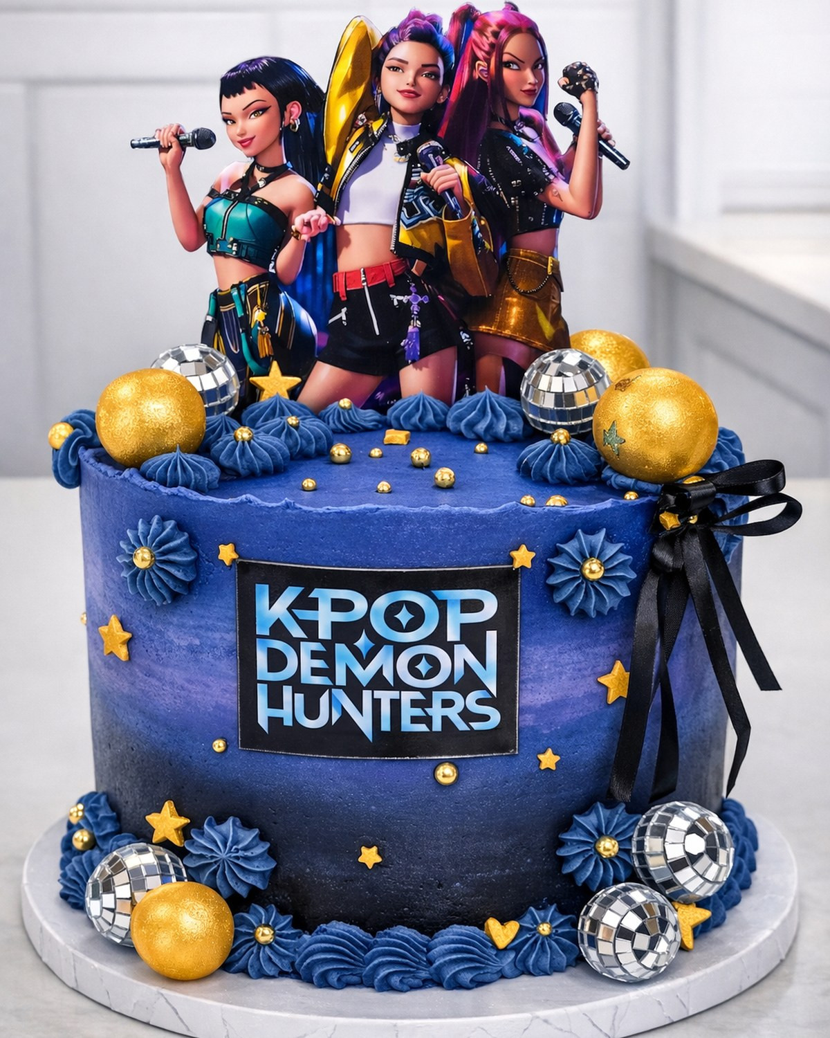 K-pop Demon Hunters themed custom birthday cake
