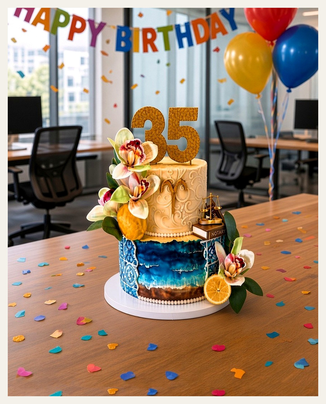 Custom law and order themed milestone birthday cake
