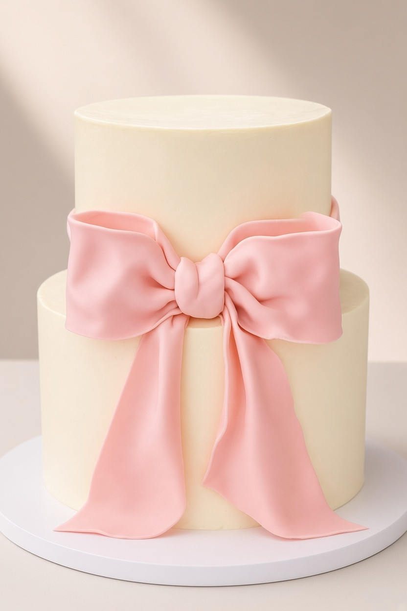 Elegant pink bow celebration cake Brossard